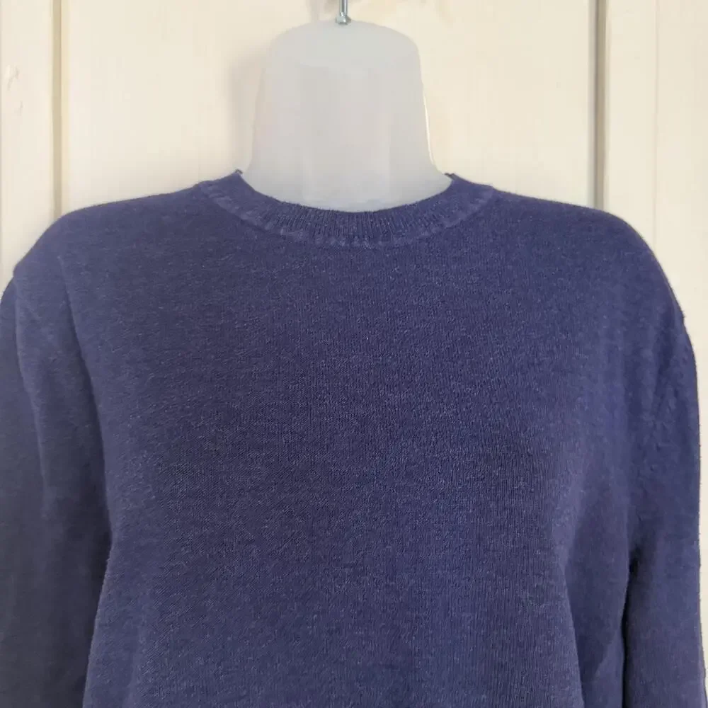 Patagonia Sweater Mens Medium Blue Organic Cotton Knit Crew Neck Logo Pullover